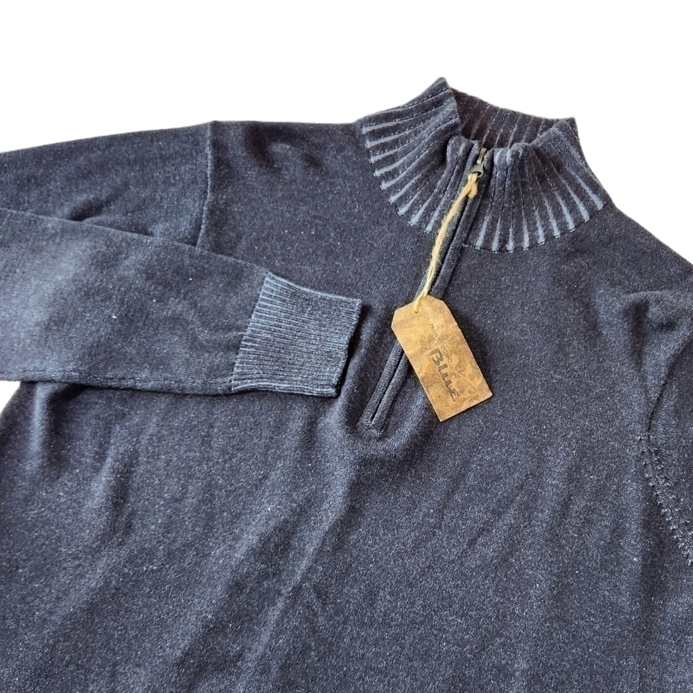 Blue Pronto Uomo Men's Wearhouse Size Small Navy 1/4 Zip Mock Neck Sweater New